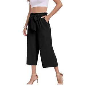 Worthington Wide Leg Cropped Pants with Pockets Loose Tie Knot Trouser